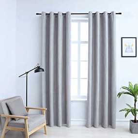 Tende Oscuranti Con Anelli İn Metallo 2 Pz Grigie 140x245 Cm /