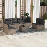 Set Divano da Giardino 9 pz con Cuscini Grigio in Polyrattan 3217460