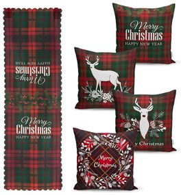 Set di 4 federe natalizie e runner da tavola Tartan Christmas - Minimalist Cushion Covers