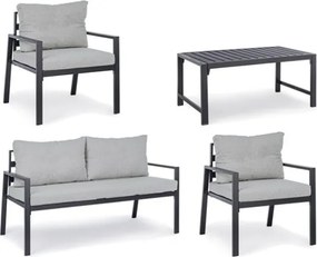 Salotto da esterno in alluminio 4 posti Antracite Bizzotto Lorillard New