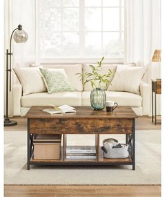 Tavolino da salotto con piano sollevabile NYRO marrone/nero