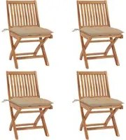 Sedie da Giardino Pieghevoli con Cuscini 4 pz Massello di Teak cod mxl 75221