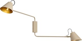 Lampada da parete moderna tortora con interno color oro orientabile a 2 luci - Lune
