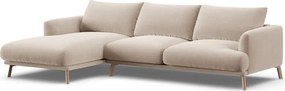 Divano angolare beige (con penisola a sinistra/con chaise lounge) con rivestimento in velluto Naomi – Micadoni