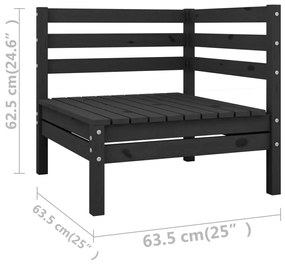 Set Salotto da Giardino 11 pz in Legno Massello di Pino Nero