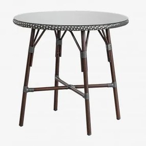 Tavolo Da Giardino Rotondo In Alluminio E Rattan Sintetico (ø80 Cm) Brielle Bistro Grigio Grafite - Sklum