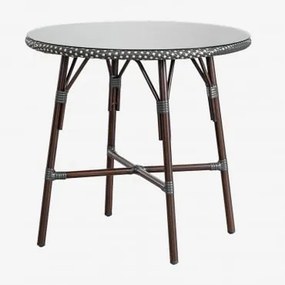 Tavolo da giardino rotondo in alluminio e rattan sintetico (Ø80 - Sklum