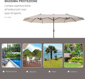 Ombrellone da Giardino 4,6x2,7 m Palo Ø48 mm Doppio Tetto Beige...