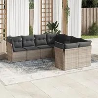 Set Divano da Giardino 8 pz con Cuscini Grigio in Polyrattan 3250429