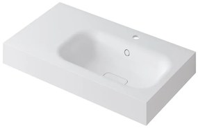 Lavabo a incasso rettangolare vasca a destra L 80.5 x H 15 x P 46 cm in resina bianco opaco
