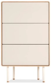 Cassettiera alta bianca in legno di quercia con 3 cassetti 60x100 cm Fina - Gazzda