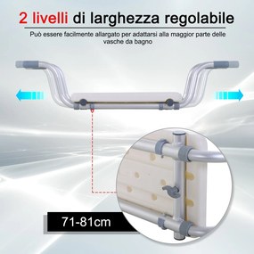 Sedile per Vasca da Bagno Regolabile in Larghezza in Alluminio Bianca...