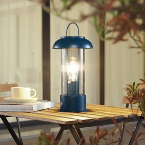Lampada da tavolo ricaricabile Lindby Yvette, blu, IP44, touch dimmer Yvette Lindby, dimmerabile, Blu, Metallo, Moderno