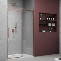 Porta doccia scorrevole trasparente anticalcare 8mm h200 barclay oro rosa, dimensioni 120cm