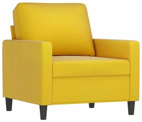 Set di divani 3 pz con cuscini giallo in velluto