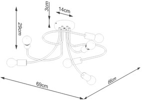 Sollux SL.1456 - Lampadario a sospensione con supporto rigido LEVAR 6xE27/15W/230V nero