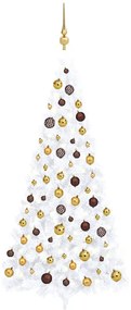 Set Albero Natale Artificiale A Metà Led Palline Bianco 240cm /