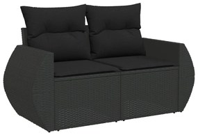 Set Divano da Giardino 6 pz con Cuscini Nero in Polyrattan