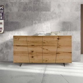 Credenza da 180 cm in legno rovere nodato spazzolato naturale piedi in metallo