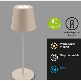 Briloner 7508011 - LED Lampada da tavolo ricaricabile dimmerabile LED/2,5W/5V IP44 beige
