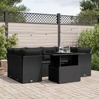 Set Divani da Giardino con Cuscini 7pz Nero Polyrattan 3266375