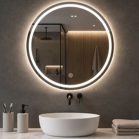 Specchio Rotondo Ø70 cm con LED a 3 Colori Dimmerabile Accensione Touch...