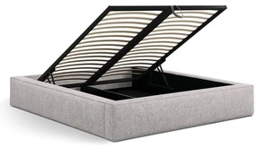 Letto matrimoniale imbottito beige con contenitore e rete inclusi 180x200 cm Simon – Micadoni