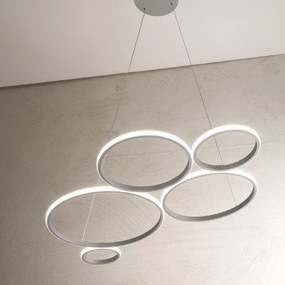 Lampada a sospensione LED POIS in metallo verniciato 108 cm SILVER