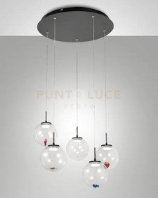 Ariel sospensione traspararente/ assortiti 5luci tonda a led cct 27...