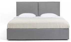 Letto matrimoniale imbottito grigio con contenitore, materasso e rete inclusi 160x200 cm Thessa Bold – Bonami Selection