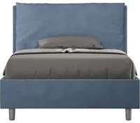 Letto una piazza e mezza rivestito in Microfibra con cuscini xl - ANTEA LARGE Dimensione Rete: 120x210, Tipologia Letto: Con Rete, Colore: Blu