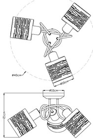 Globo 15342-3D - Lampadario a plafone TUNNO 3xE14/15W/230V