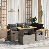 Set Divano da Giardino 5 pz con Cuscini Grigio in Polyrattan 3273503