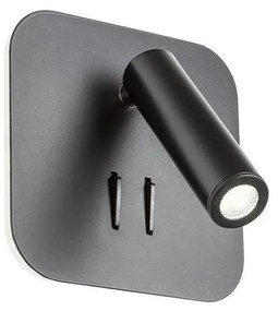 Redo 01-1492 - Lampada da parete LED QUDA LED/6W/230V + LED/3W CRI 90 USB nera
