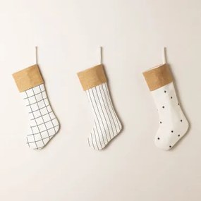 Set di 3 calze natalizie Elfie Bianco - Nero - Sklum