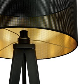 Piantana Moderno Drago Acciaio Nero Oro 1 Luce E27 Ip20
