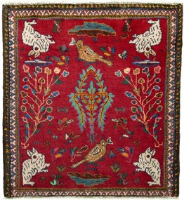 Shiraz Tappeto 70 x 70 Rosso (Iran) Annodato A Mano