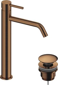 Rubinetto per lavabo collo alto Loop oro rosa spazzolato lucido SANYCCES con piletta