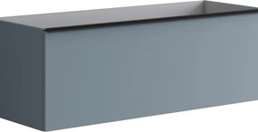 Mobile da bagno sospeso sotto lavabo Pixel plain 2 cassetti L 120 x H 40 x P 45.5 cm blu indaco laccato opaco, con maniglia alluminio nero opaco