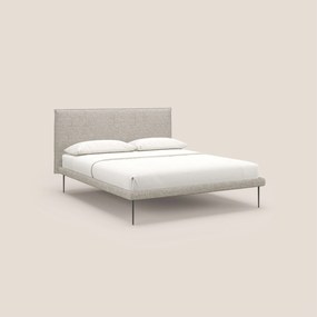 Theo letto imbottito moderno sfoderabile con piedi alti in metallo in tessuto impermeabile T10 panna