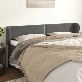 Testiera Ad Orecchio Grigio Scuro 203x23x78/88 Cm İn Velluto /