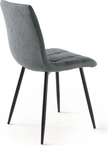 Sedia da pranzo in tessuto Grigio Scuro gambe metallo nere - KATERINE 2 sedie