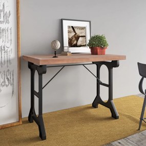 Tavolo Da Pranzo 110x65x82cm İn Legno Massello Di Abete E Ferro /
