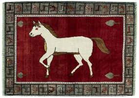 Gabbeh Tappeto 100x130 Rosso (Iran) Annodato A Mano