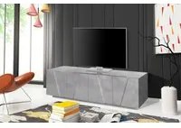 Mobile da soggiorno Porta TV, Made in Italy, Credenza per TV da salotto a 4 ante con dettaglio, cm 162x44h46, Grigio Cemento