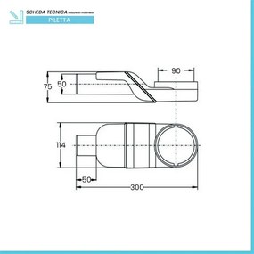 Canalina doccia 80 cm in alluminio reversibile scarico centrale, sifone e piletta inclusi