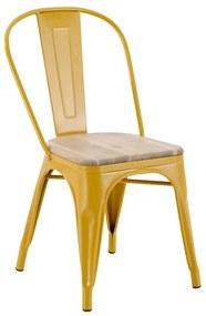 Sedia da giardino in acciaio Oxford, seduta in legno giallo