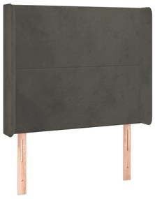 Testiera ad orecchio grigio scuro 93x16x118/128 cm in velluto