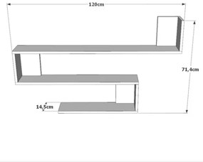 Mensola A Parete Design Moderno 120x145x71 Effetto Legno Rovere Wave