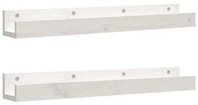 Mensole da parete 2 pz bianco 80x12x9cm legno massello di pino